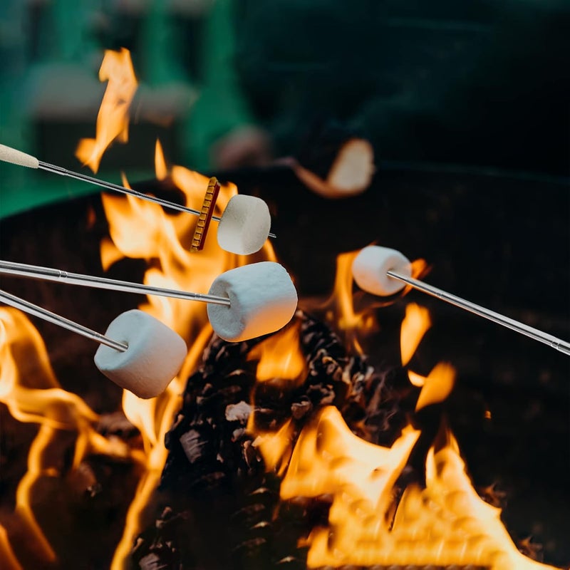 Atigrado Telescopic Smores Sticks, Set of 4-32 Inch Extendable Marshmallow Roasting Sticks for Fire Pit, Camping & Bonfires - Retractable Skewers for S'mores & Hot Dogs - Image 4